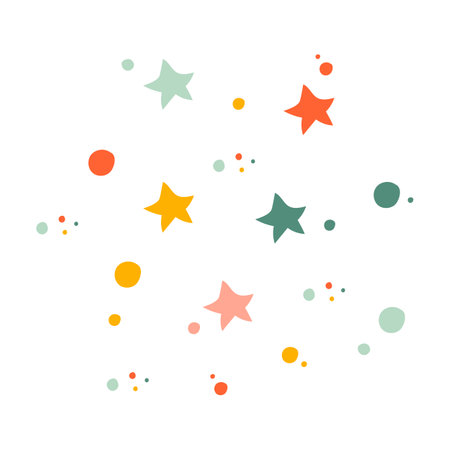 Confetti of various shapes in a pastel vintage palette. Border vector illustration in simple modern style. Isolate on white background.のイラスト素材
