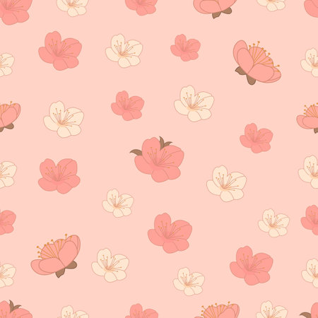Cute peach flowers seamless pattern. Love wallpapers for Mother's Day. pink love flower backgroundのイラスト素材