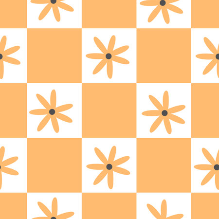 Cute flowers seamless pattern. Fashionable flower pattern for wrapping paper, wallpaper, stickers, notebook cover.のイラスト素材