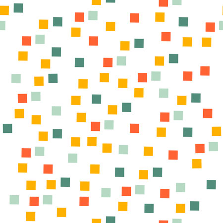 Chaotic squares, rhombuses seamless pattern. Vector abstract background. Cute simple shapes in a fun vintage palette, perfect for gift wrapping paper.のイラスト素材