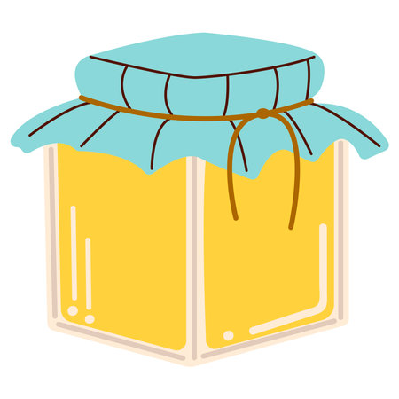 Glass closed jar with natural honey. Sweet productのイラスト素材