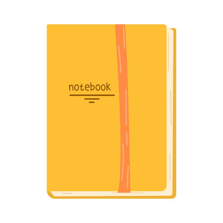 Paper notepads, diary set. Planners, organizers and albums for plans and notes. Office and school vector concept: paper notepad with elastic band. Isolated elements of documents in the workplace in business and educationのイラスト素材