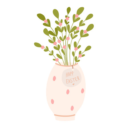 Easter flower arrangement in a vase cuteのイラスト素材