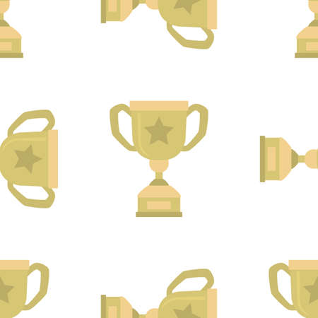 Seamless pattern with winner cup, flat vector illustrationのイラスト素材