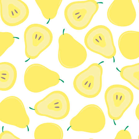 Pear yellow seamless hand drawn patternのイラスト素材