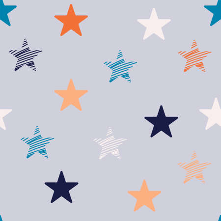 Baby stars christmas winter seamless vector patternのイラスト素材