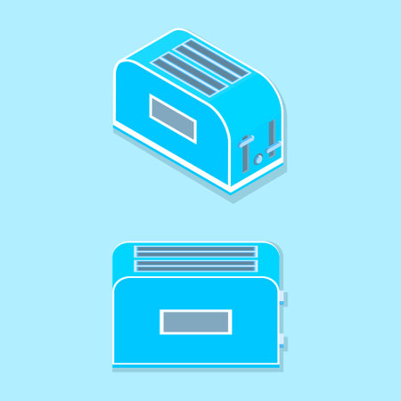 Blue isometric three-dimensional household toaster vector designのイラスト素材