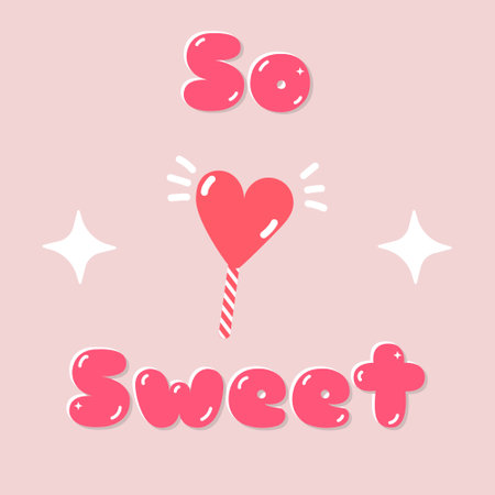So sweet valentine's day greeting card with heart and lollipop. Pink hand drawn vector illustration. Part of collectionのイラスト素材