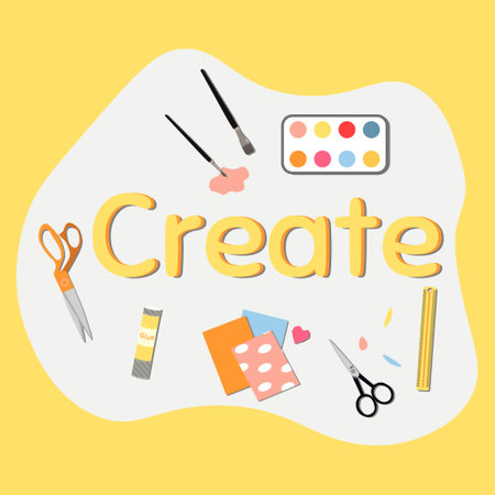 Create team supplies workshop vector hand drawn illustrationのイラスト素材