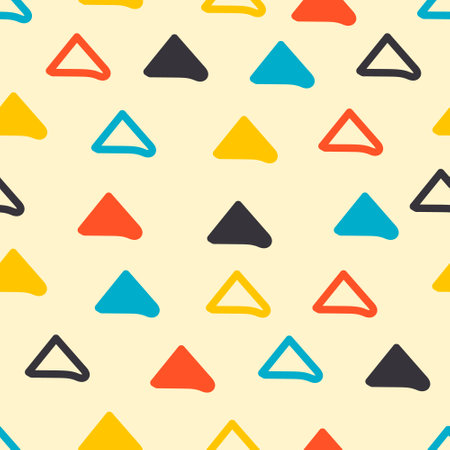 Mid century fifties modern triangle retro colors seamless vector pattern. Part of collection