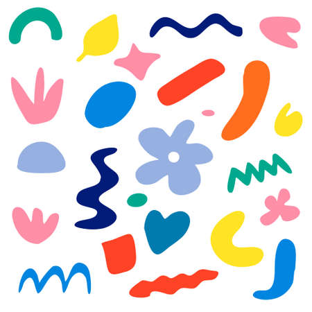 Vector set of elements with abstract hand drawn shapesのイラスト素材