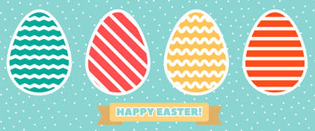 Happy easter eggs set with different designsのイラスト素材