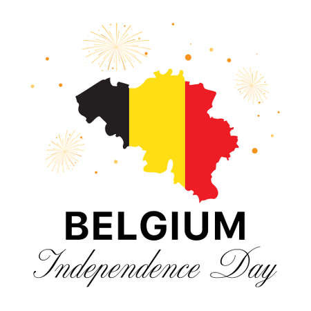 Belgium independence day concept illustration. Belgium flag colours on white background with fireworks.のイラスト素材