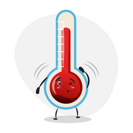 Illustration of thermometer in cartoon flat style for healthcare design. Illness, fever, healthcare concept illustration.のイラスト素材