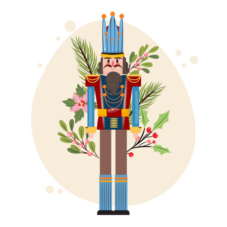 Cute vintage Christmas nutcracker in Christmas decorations for cards, invitations, banners and...