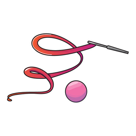 Artistic gymnastics with this illustration featuring rhythmic ribbon and pink ball. Artistic gymnasticsのイラスト素材