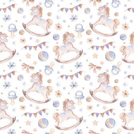 Vintage seamless pattern of childrens toys.の写真素材