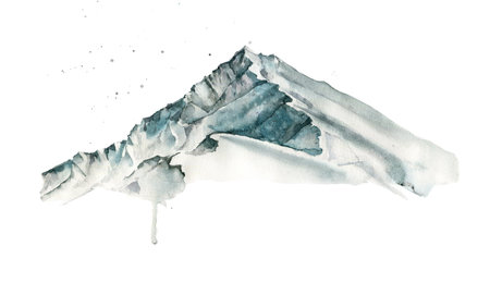 The place of power of the mountain in watercolor, a mountain landscape.の写真素材