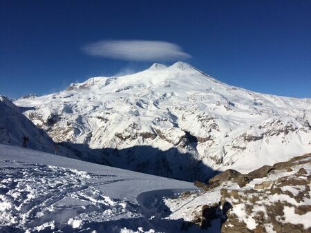 view of Elbrus blue sky and cloudsの写真素材