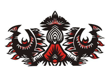 Pattern with birds and flower on a white backgroundのイラスト素材