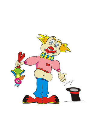clown with a parrot and a cylinderのイラスト素材