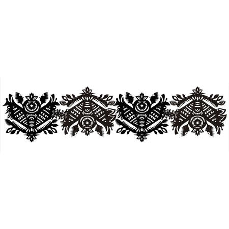 black decorative floral ornamental pattern on a white backgroundのイラスト素材