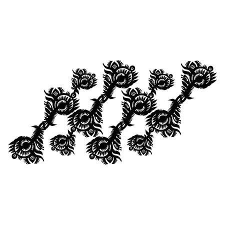 decorative strip of vegetation patterns on a white backgroundのイラスト素材