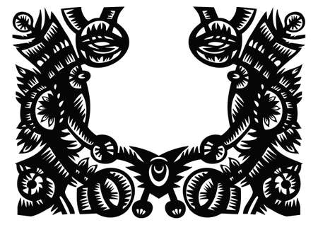 Ornate Frame and Ornament Setのイラスト素材