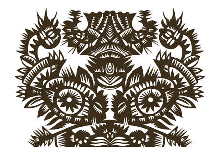 decorative composition of fish and bird on a white backgroundのイラスト素材