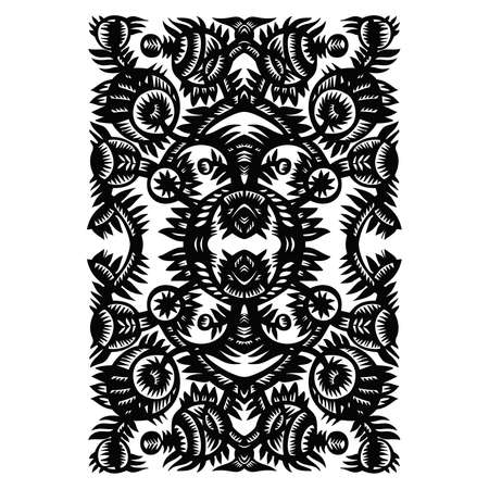 vertical decorative pattern with flowers on a white backgroundのイラスト素材