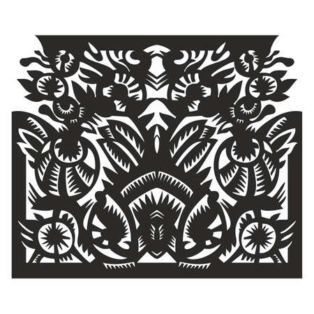 decorative black pattern in frame on awhite backgroundのイラスト素材