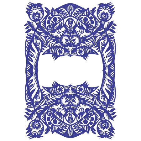Decorative blue patternwith  flowers onwhite backgroundのイラスト素材