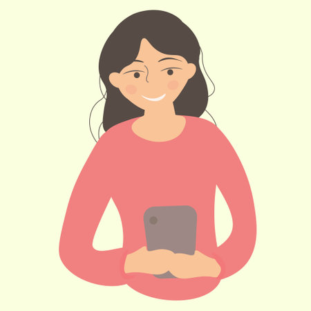 Girl with a phone in her hands.のイラスト素材