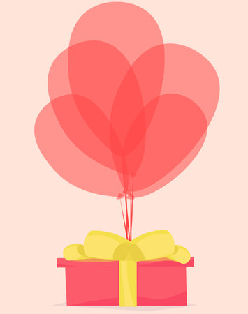 Red gift wrap with red balloons. Vector for flyers, holiday invitations, postcards.のイラスト素材