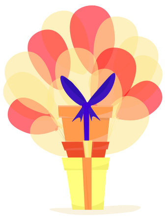 Multicolored boxes with gifts and balloons.のイラスト素材