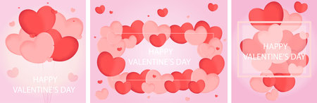 Valentine's Day cards. Hearts on a pink background with the inscription.のイラスト素材