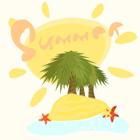 ummer background with trees and seaのイラスト素材