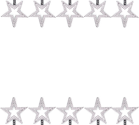 frame of silver stars on a white background. new year concept with place for textの写真素材