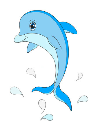 Vector illustration cute cartoon dolphin jumping out of the sea.のイラスト素材