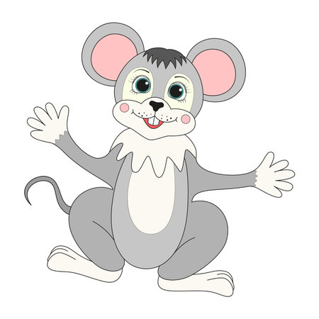 Funny cute mouse cartoon style. Childrens illustration. Vector illustration for design and decoration.のイラスト素材