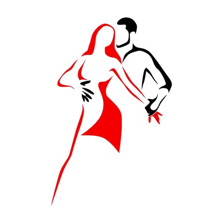 Salsa dance school logo. Couple dancing latin musicのイラスト素材