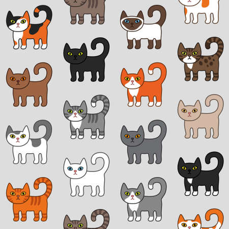Seamless pattern with cute colorful Kittens. Creative childish texture. Great for fabric, textile Vector Illustrationのイラスト素材