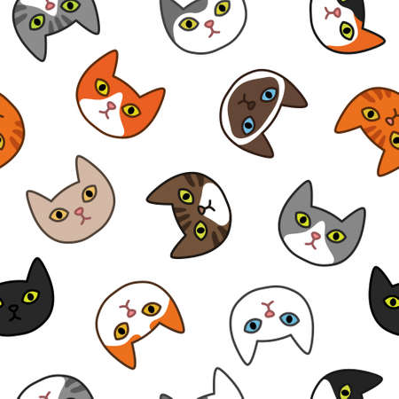 Seamless pattern with cute colorful Kittens. Creative childish texture. Great for fabric, textile Vector Illustrationのイラスト素材