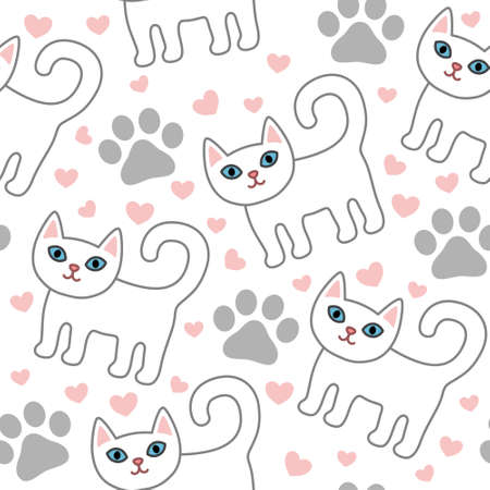Seamless pattern with cute colorful Kittens. Creative childish texture. Great for fabric, textile Vector Illustrationのイラスト素材