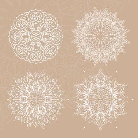 Colouring page, vector. Set of mandalas, clipartのイラスト素材