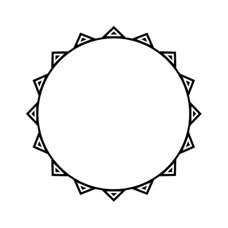 Round geometrical maori border frame design. Simple. Black and white. African, maya, aztec, ethnic, tribal style.のイラスト素材
