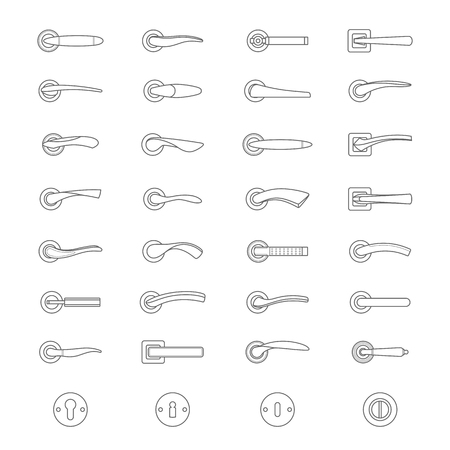 Set of simple vector icons as design elements - metal door handlのイラスト素材