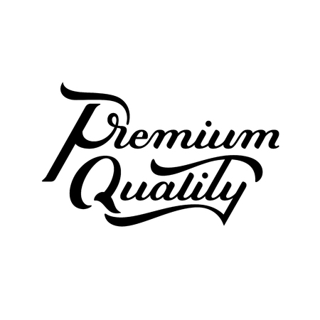 Premium Quality hand written lettering logo. Modern label, badge. emblem. Calligraphy. Isolated on white background. Vector illustration.のイラスト素材