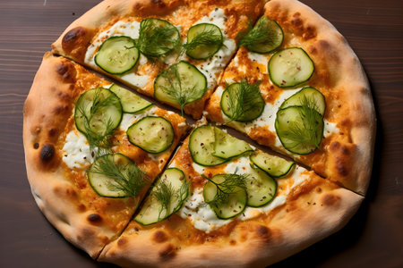 Unusual pizza with pickled cucumbers.の素材