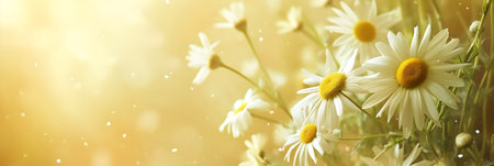 White flowers on a soft yellow background with copy space. Concept for Women's Day, Valentine's Day and romantic anniversaries. Banner.の素材